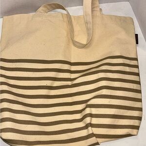 J. Crew Cream and Tan Canvas Tote